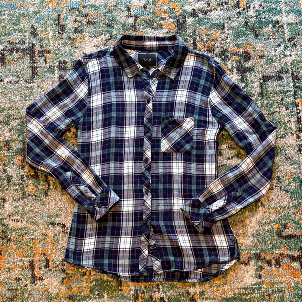 Rails “Hunter” Plaid Brushed Rayon Flannel, Size Small